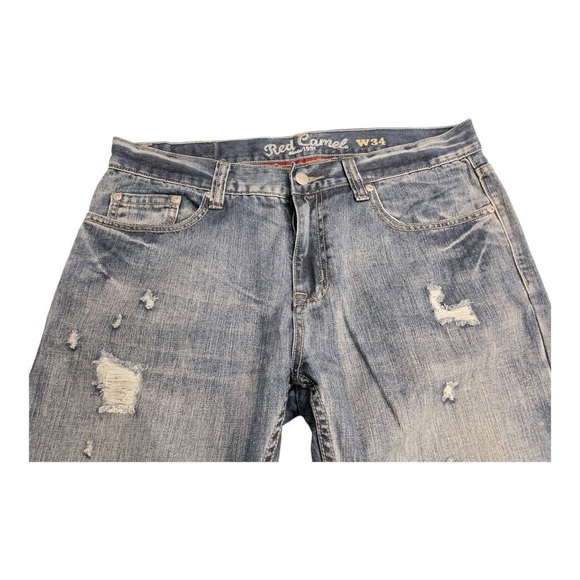 Red Camel Men’s Distressed Blue Jeans 34 x 34 - Picture 4 of 10